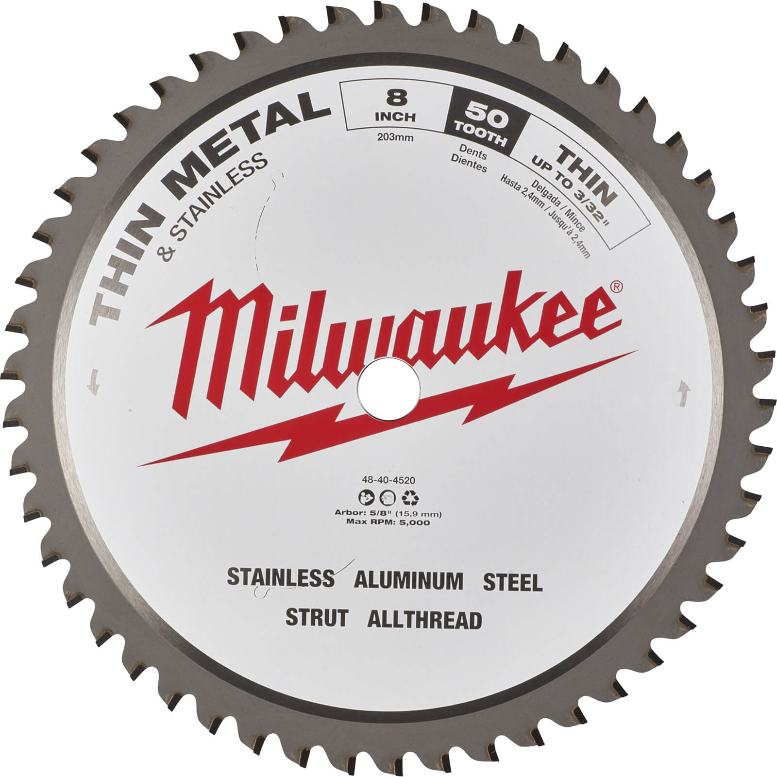 Image of Milwaukee Endurance Metal Steel Cutting Circular Saw Blade 203mm 50T 15.8mm