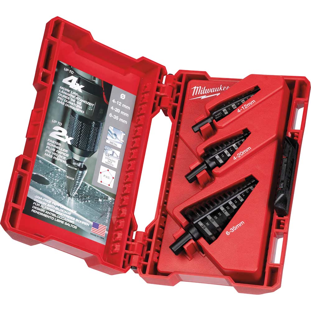 Milwaukee 3 Piece HSS Step Drill Bit Set