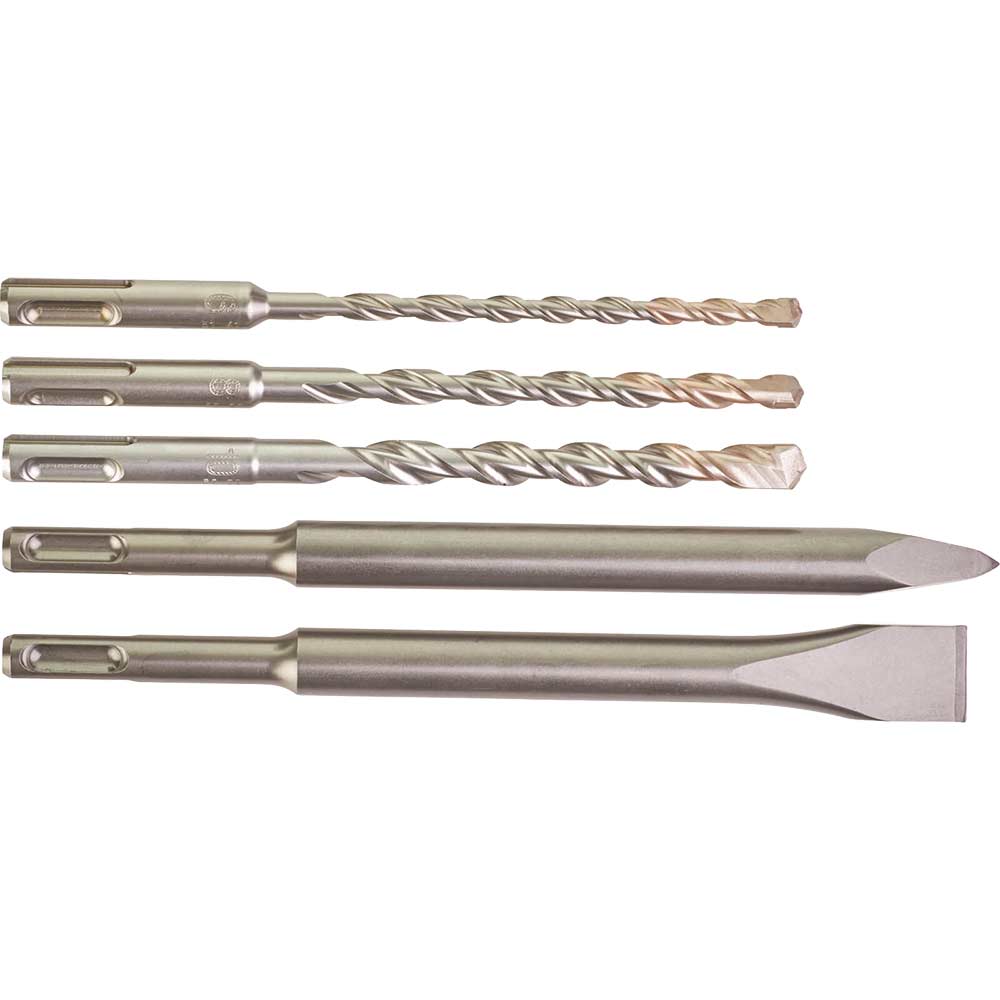 Milwaukee 5 Piece SDS Plus Masonry Drill Bit and Chisel Set