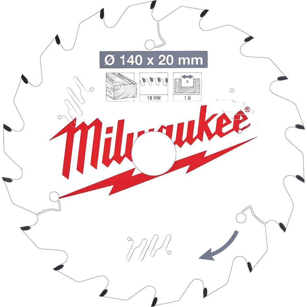 Milwaukee Thin Kerf Wood Cutting Circular Saw Blade 140mm 18T 20mm
