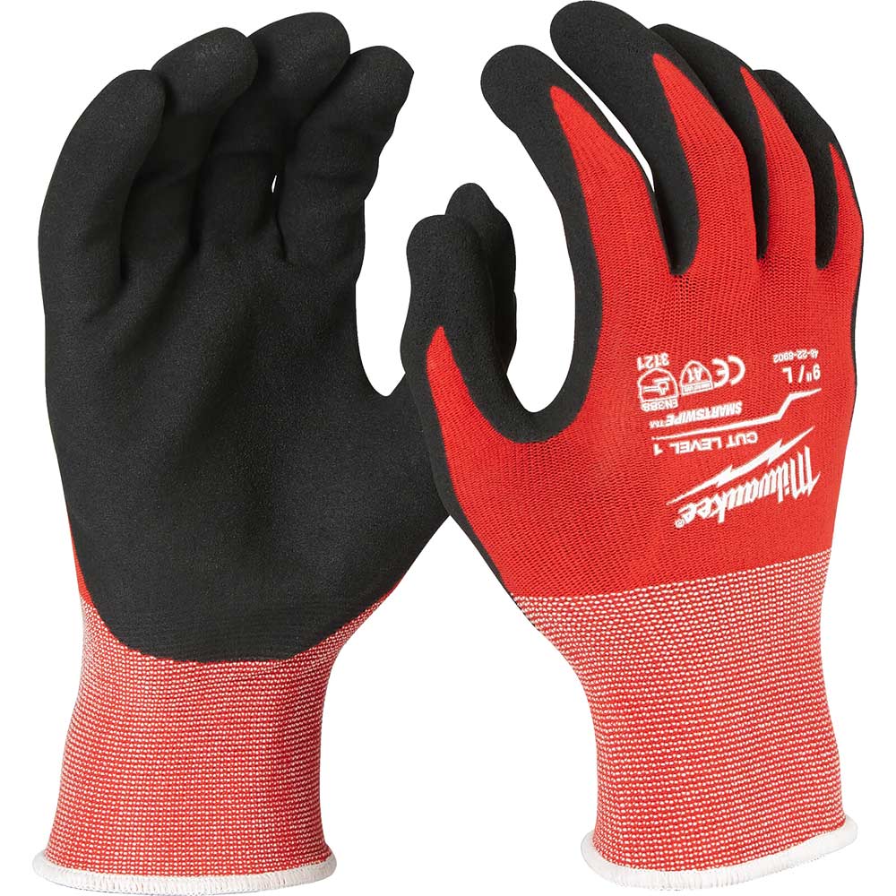 Milwaukee Cut Level 1 Dipped Work Gloves Black / Red L Pack of 1