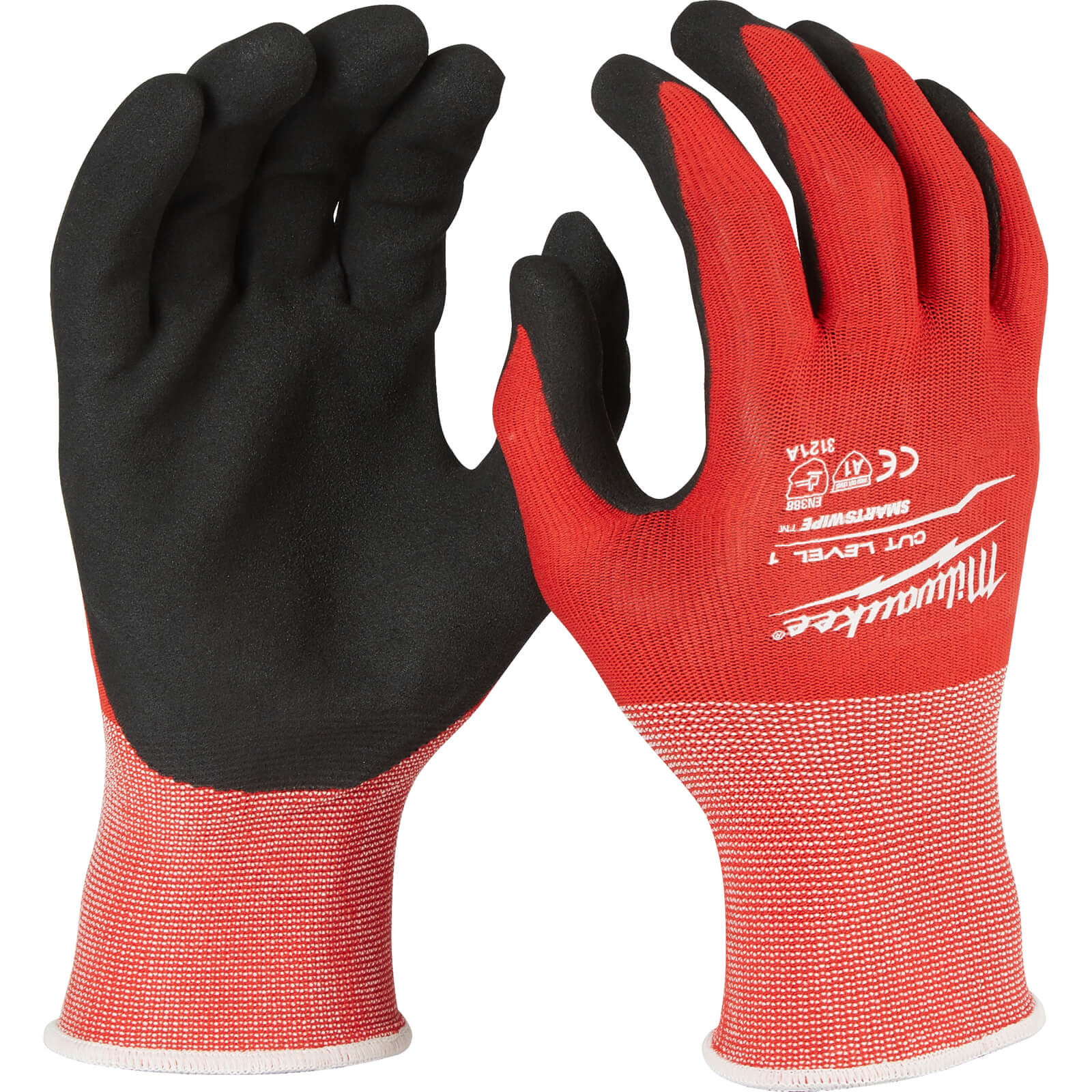 Image of Milwaukee Cut Level 1 Dipped Work Gloves Black / Red 2XL Pack of 1