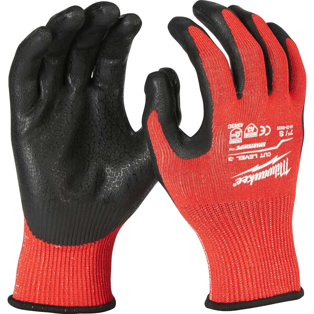 Milwaukee Cut Level 3 Dipped Work Gloves Black / Red M Pack of 1