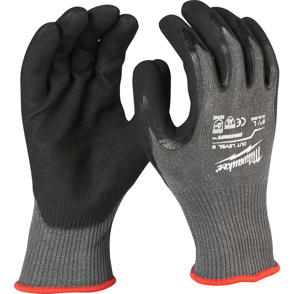 Milwaukee Cut Level 5 Dipped Work Gloves Black / Grey XL Pack of 1