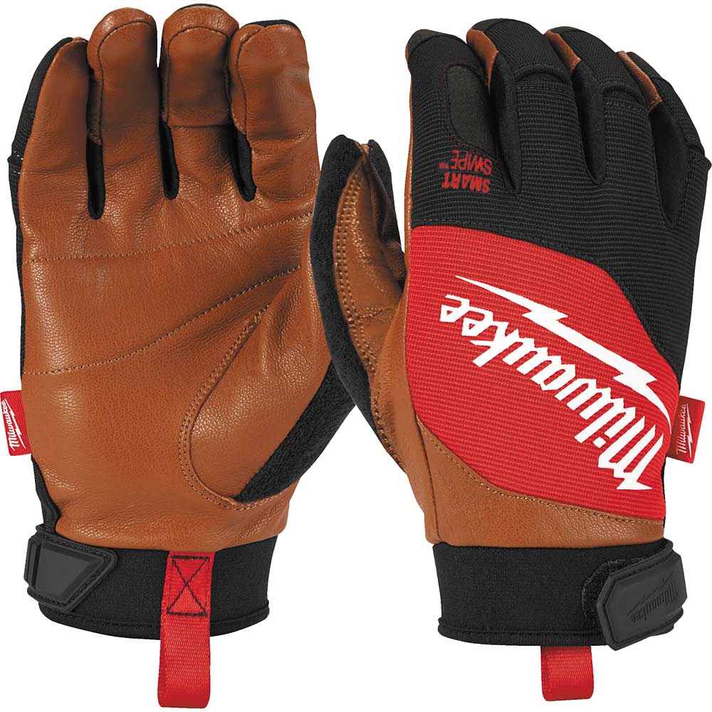 Milwaukee Hybrid Leather Work Gloves Brown / Red L