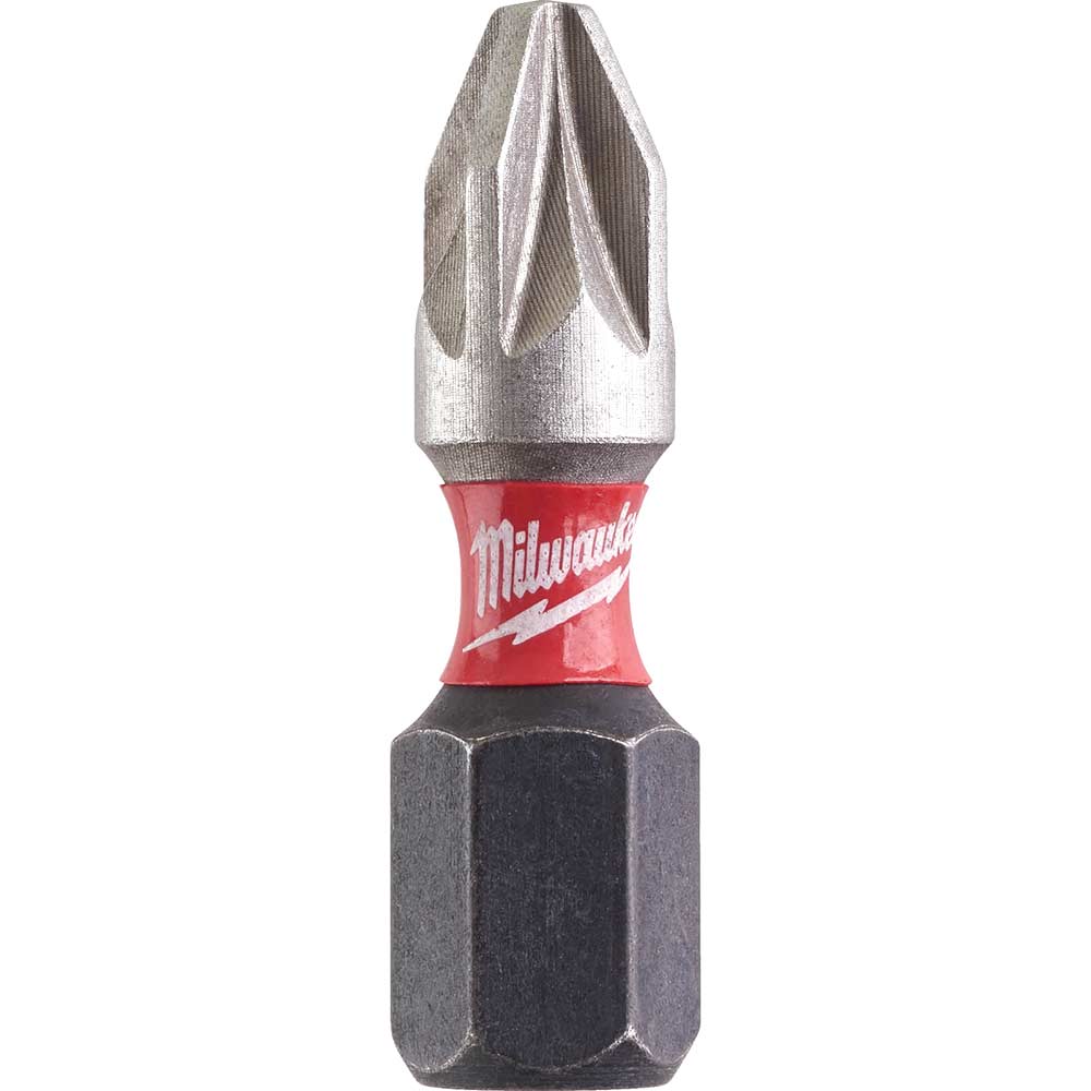 Milwaukee Shockwave Impact Duty Pozi Screwdriver Bits PZ2 25mm Pack of 2