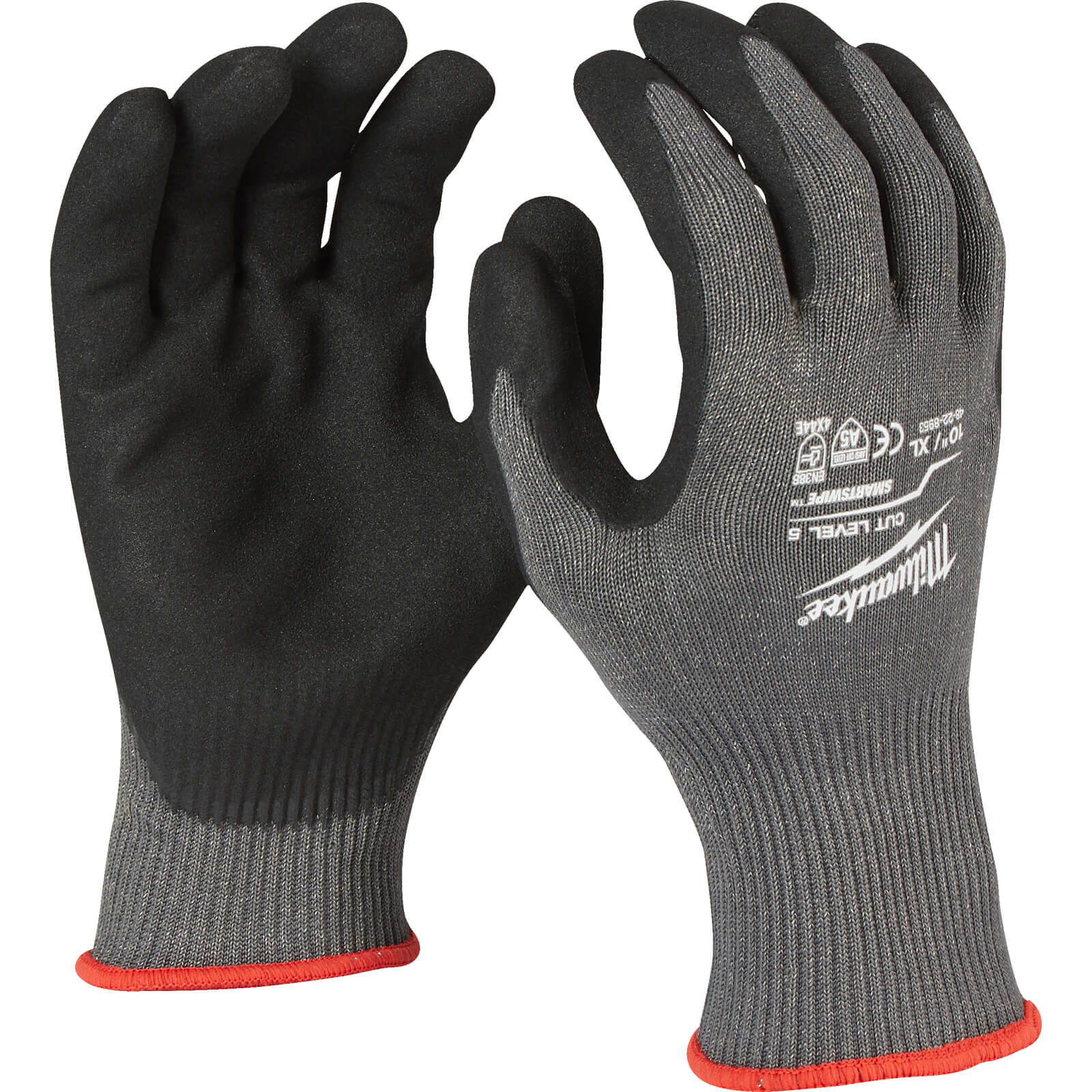 Image of Milwaukee Cut Level 5 Dipped Work Gloves Black / Grey 2XL Pack of 144