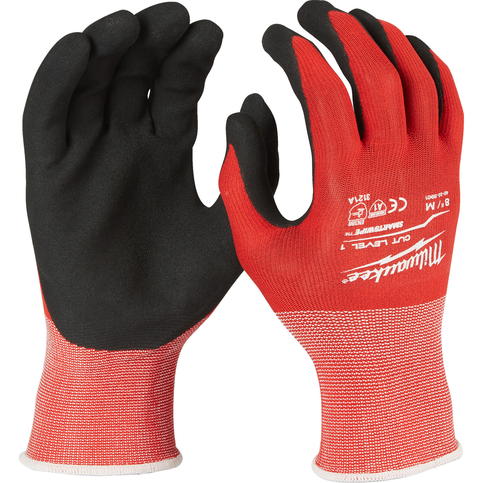 Image of Milwaukee Cut Level 1 Dipped Work Gloves Black / Red S Pack of 12
