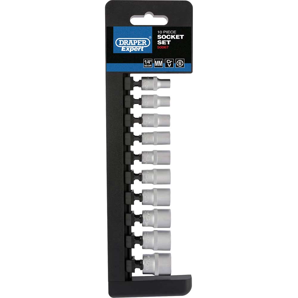 Draper 10 Piece 1/4" Drive Hex Socket Set Metric 1/4