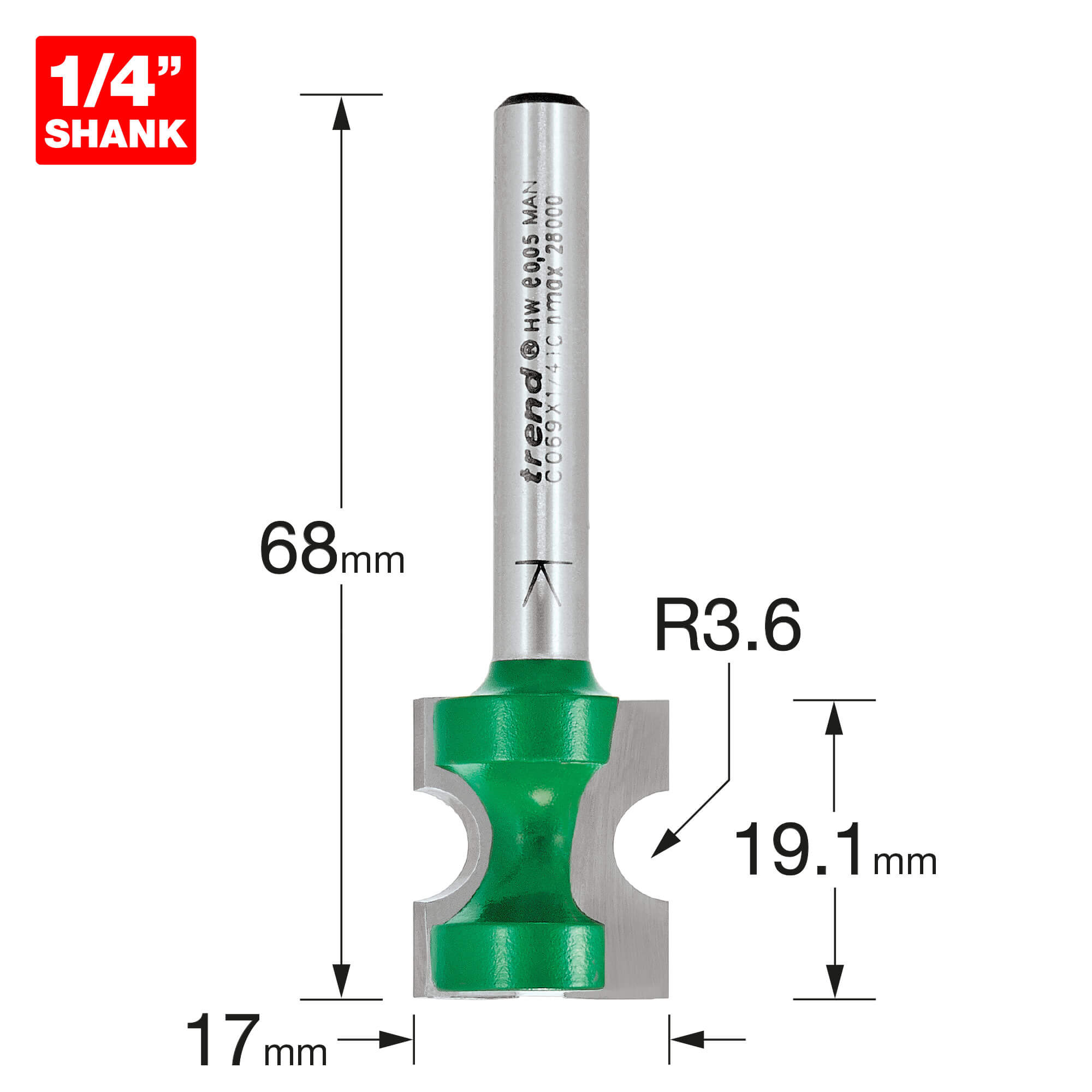 Image of Trend CRAFTPRO Staff Bead Router Cutter 3.6mm 19.1mm 1/4"