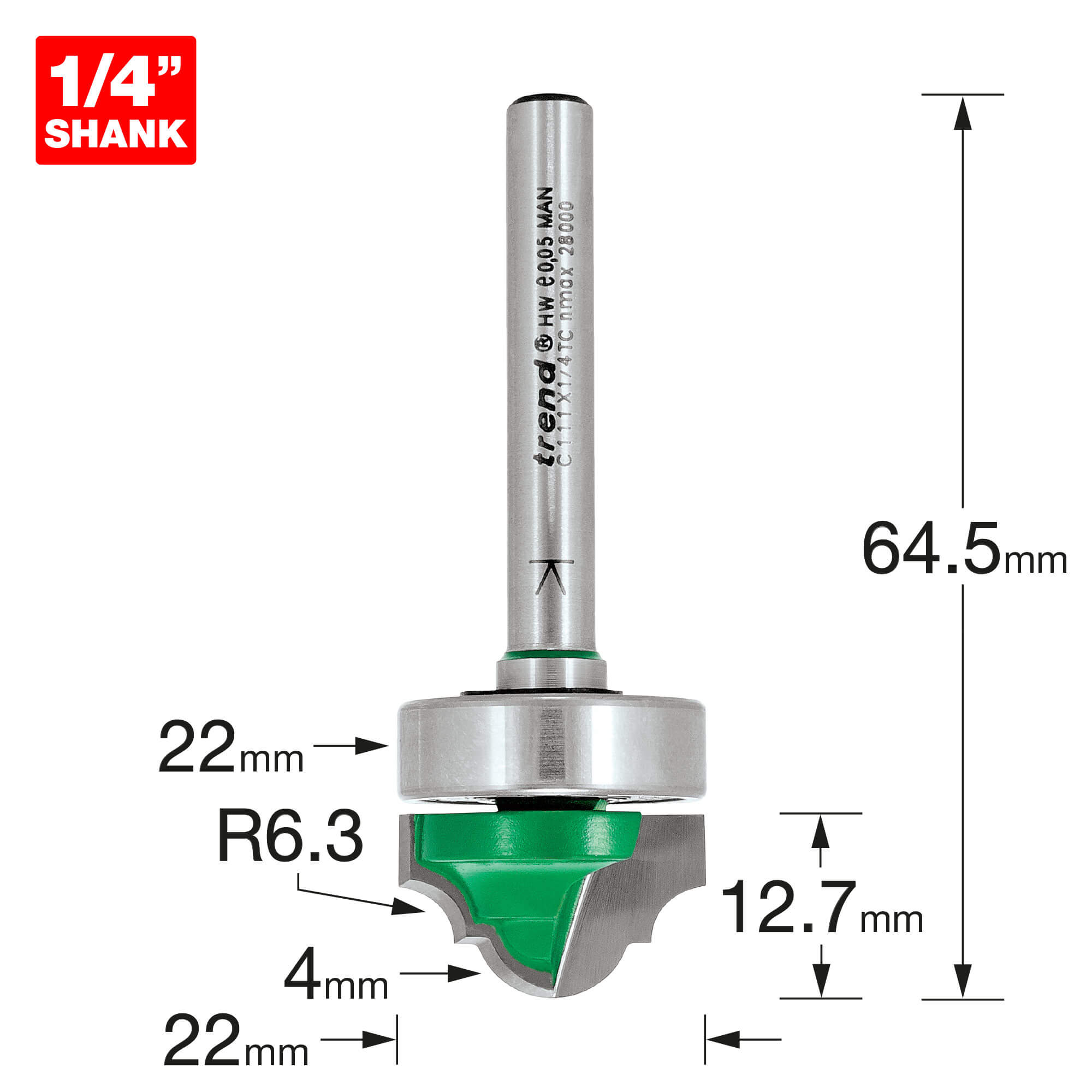 Image of Trend CRAFTPRO Bearing Guided Classic Decor Router Cutter 22mm 12.7mm 1/4"