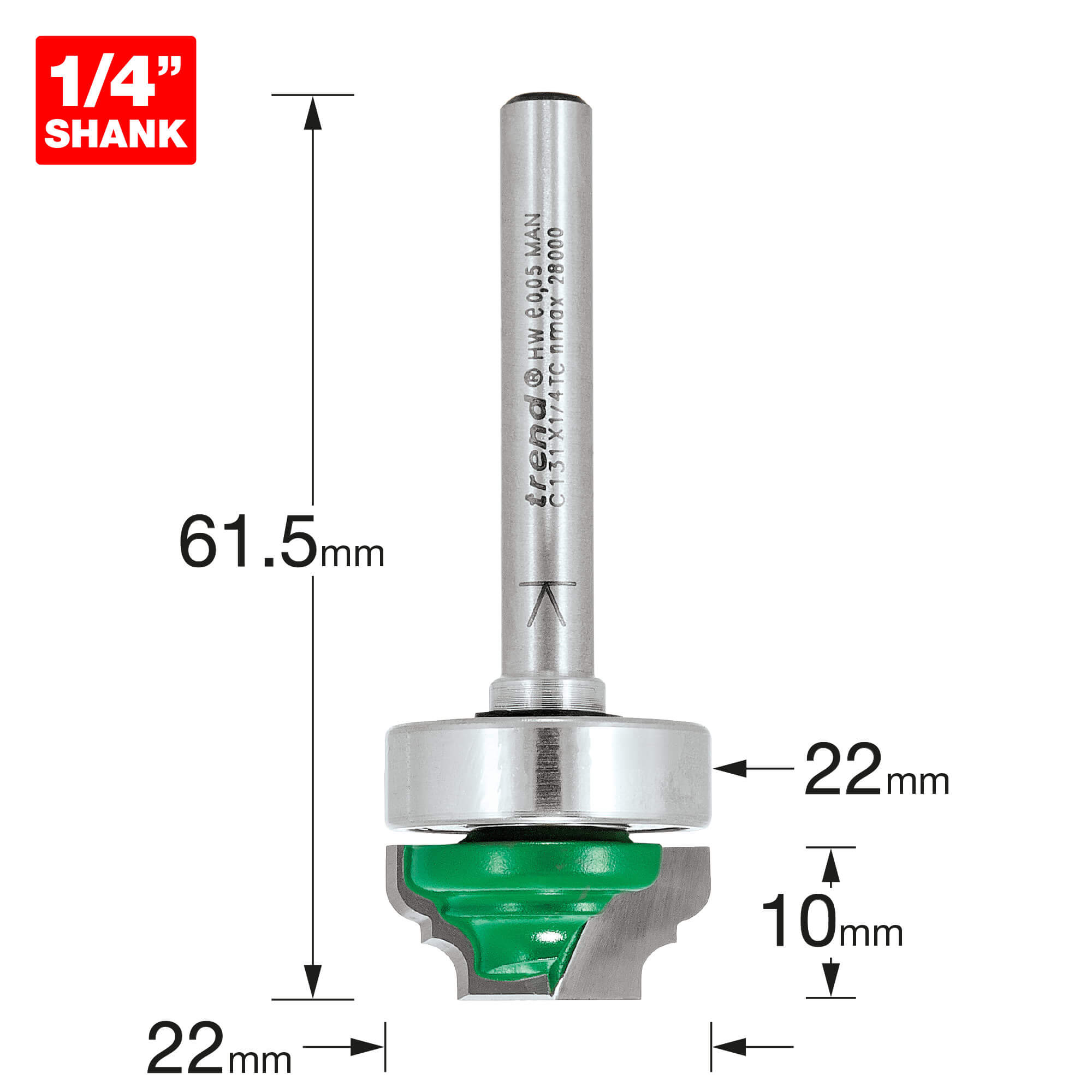 Image of Trend CRAFTPRO Bearing Guided Classic Broken Ogee Router Cutter 22mm 10mm 1/4"