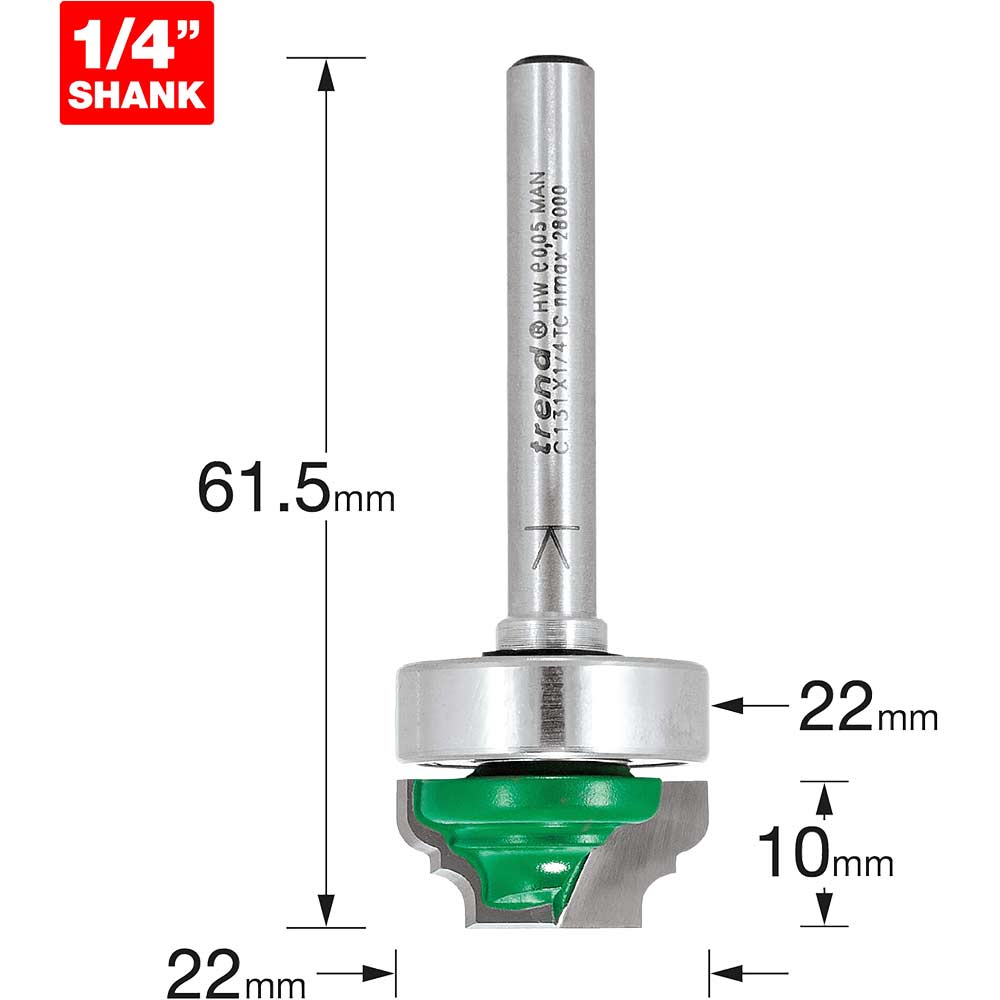 Image of Trend CRAFTPRO Bearing Guided Classic Broken Ogee Router Cutter 22mm 10mm 1/4"