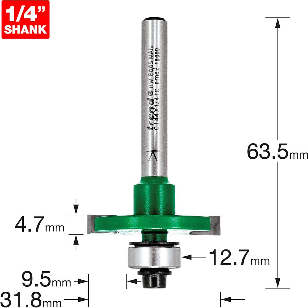 Image of Trend CRAFTPRO One Piece Slotting Router Cutter 4.7mm 31.8mm 1/4"