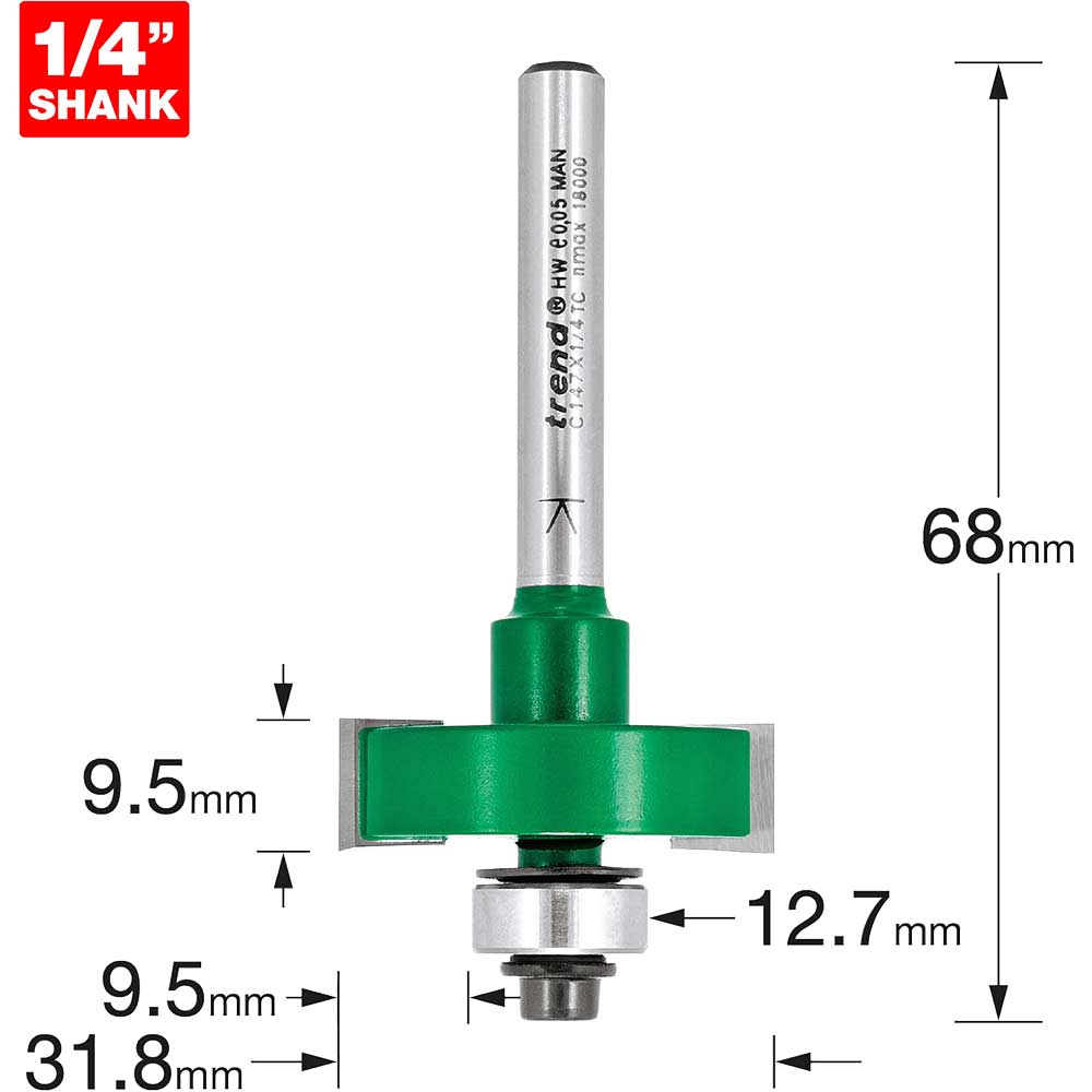 Image of Trend CRAFTPRO One Piece Slotting Router Cutter 9.5mm 31.8mm 1/4"