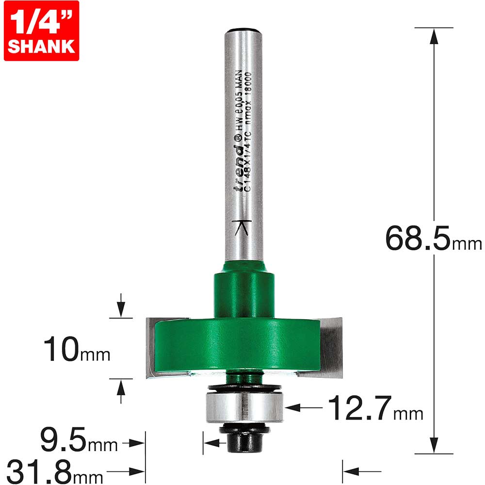 Image of Trend CRAFTPRO One Piece Slotting Router Cutter 10mm 31.8mm 1/4"