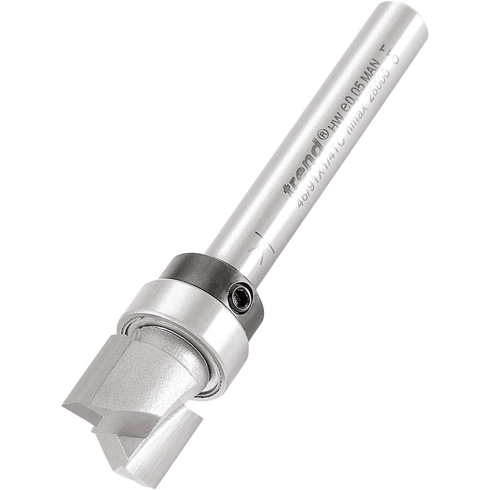 Image of Trend Shank Mounted Bearing Guided 90 Deg Template Profiler Router Cutter 12.7mm 9.5mm 1/4"