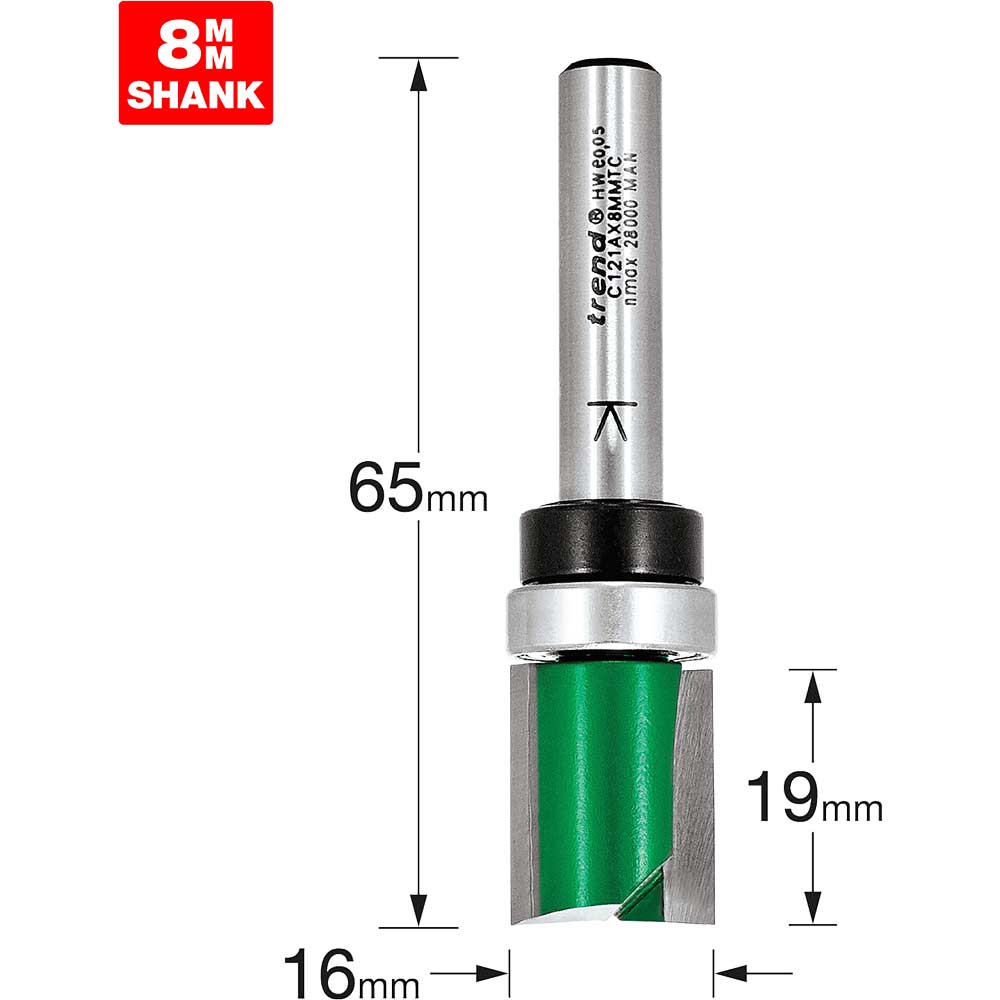 Image of Trend Bearing Guided Template Profiler Router Cutter 16mm 19mm 8mm