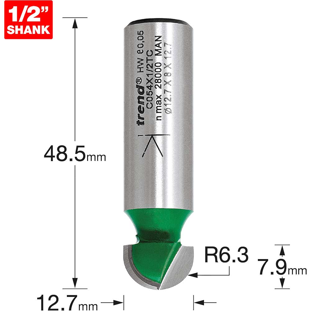 Image of Trend CRAFTPRO Radius Router Cutter 12.7mm 7.9mm 1/2"