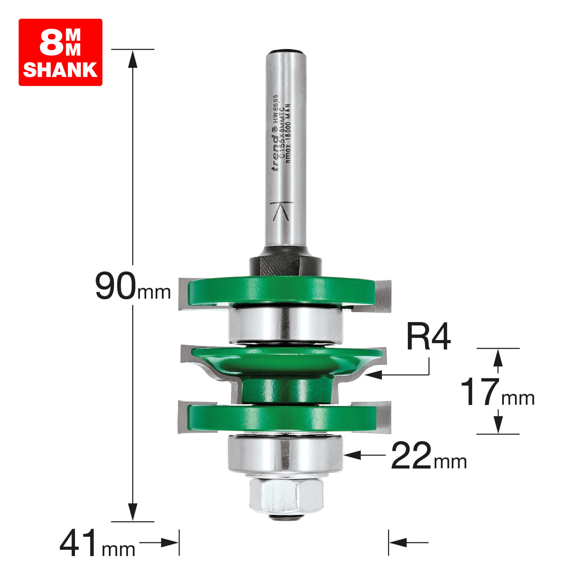 Image of Trend CRAFTPRO Bearing Guided Easyset Ogee Router Cutter 41mm 17mm 8mm