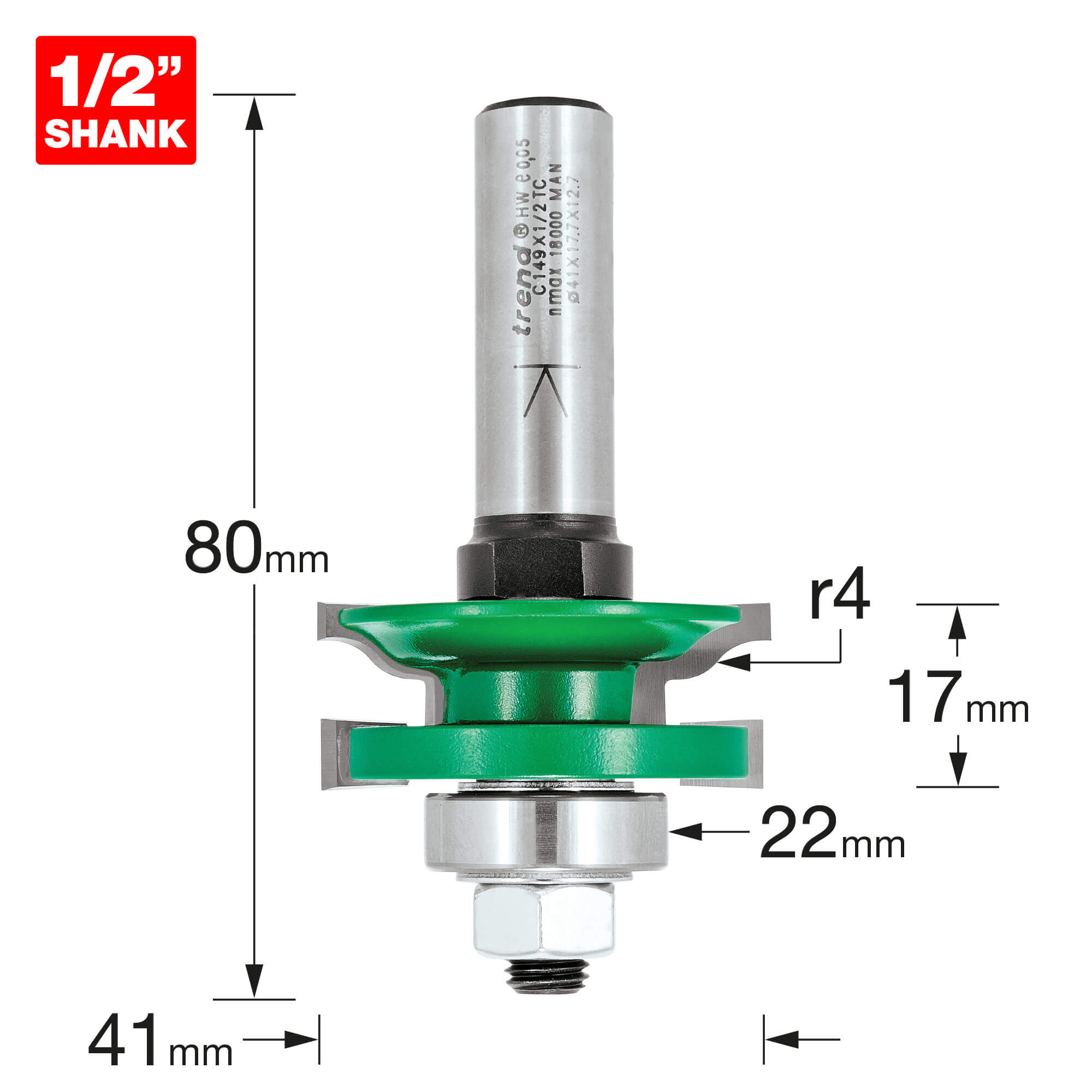 Image of Trend CRAFTPRO Bearing Guided Combination Ogee Router Cutter 41mm 17mm 1/2"
