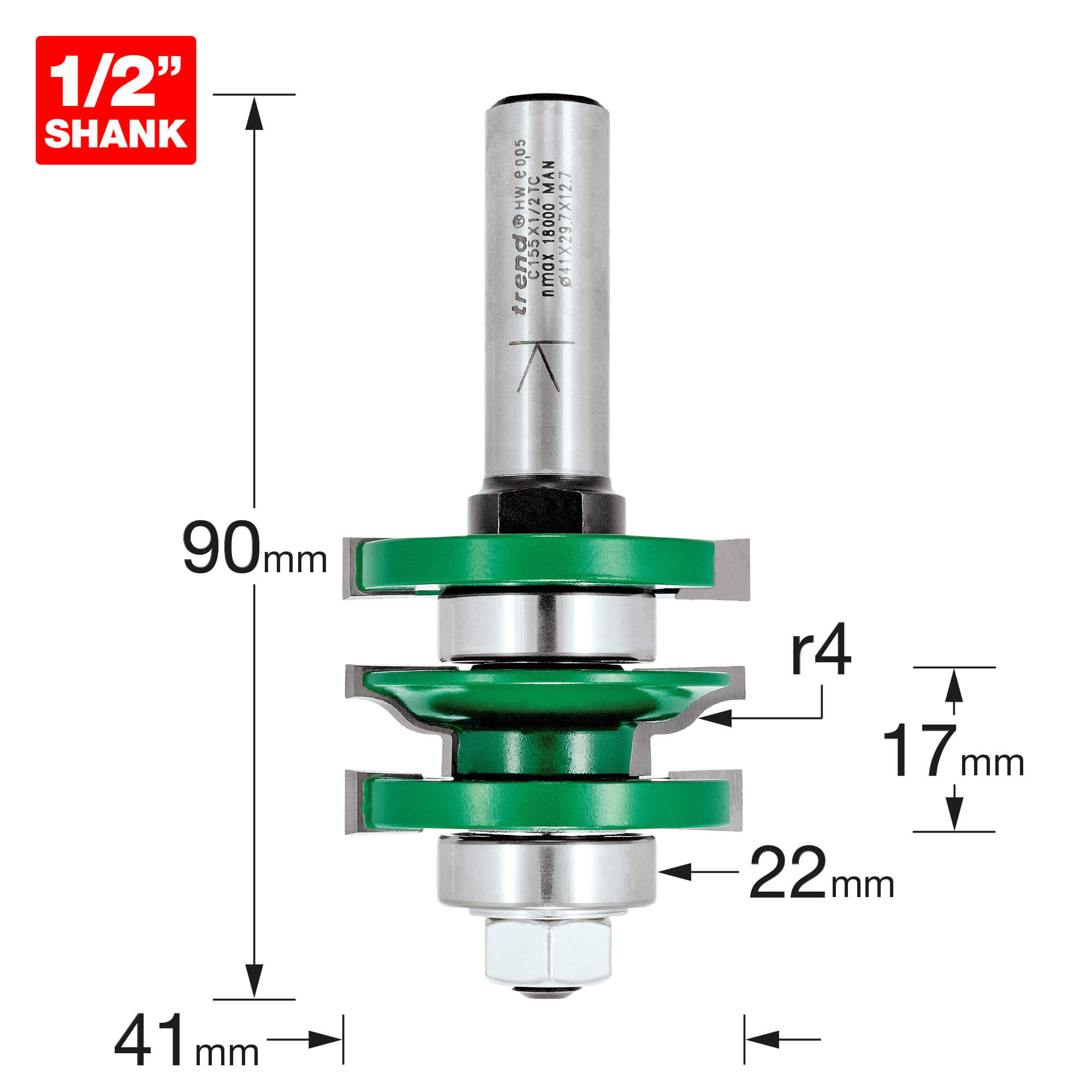 Image of Trend CRAFTPRO Bearing Guided Easyset Ogee Router Cutter 41mm 17mm 1/2"