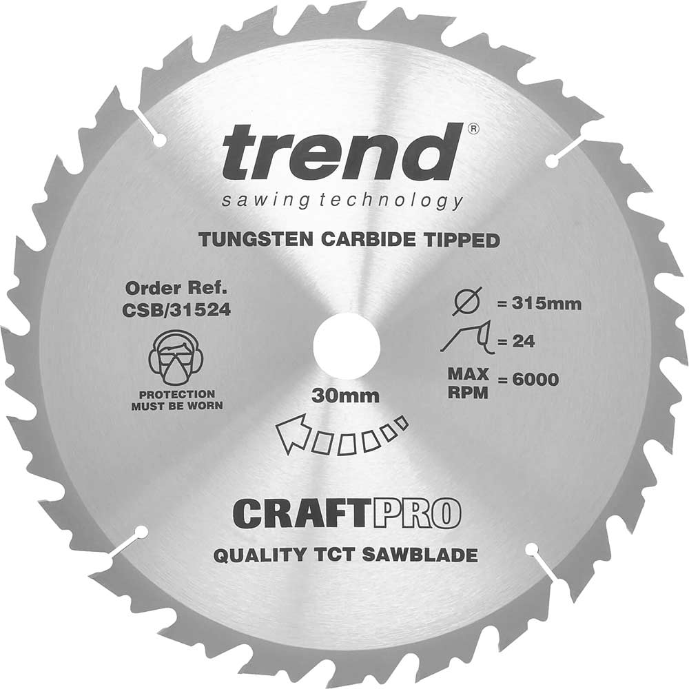 Trend CRAFTPRO Wood Cutting Saw Blade 315mm 24T 30mm
