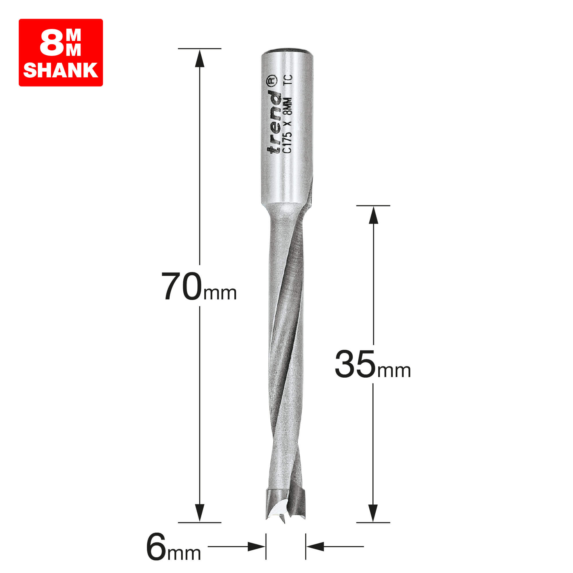 Image of Trend CRAFTPRO Router Dowel Drill 6mm 35mm 8mm