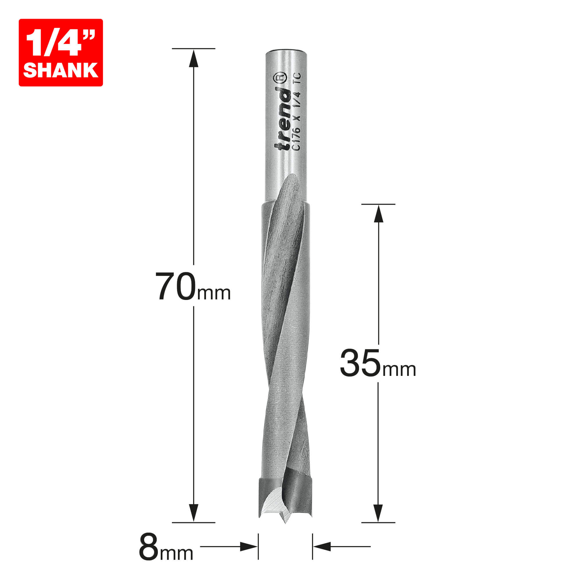 Image of Trend CRAFTPRO Router Dowel Drill 8mm 35mm 1/4"