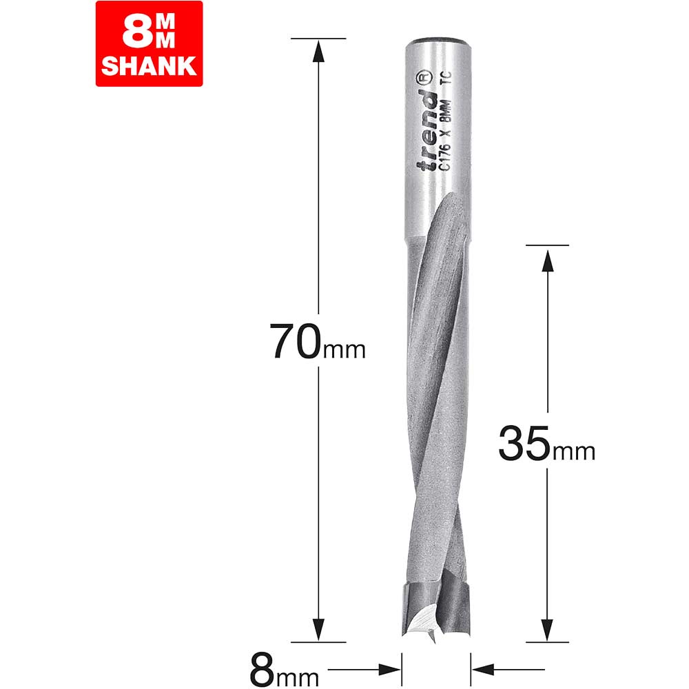 Image of Trend CRAFTPRO Router Dowel Drill 8mm 35mm 8mm