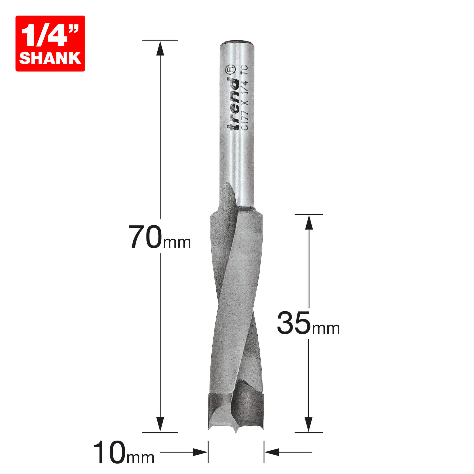 Image of Trend CRAFTPRO Router Dowel Drill 10mm 35mm 1/4"