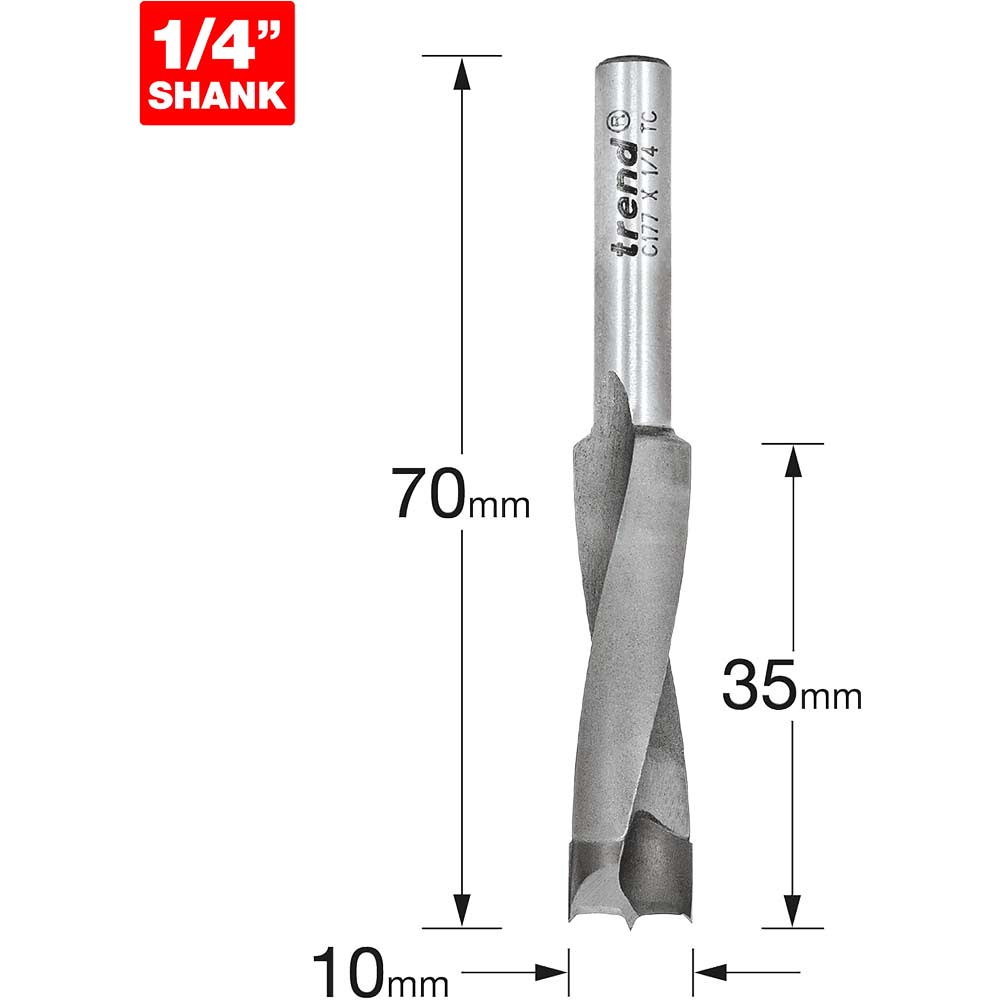 Image of Trend CRAFTPRO Router Dowel Drill 10mm 35mm 1/4"