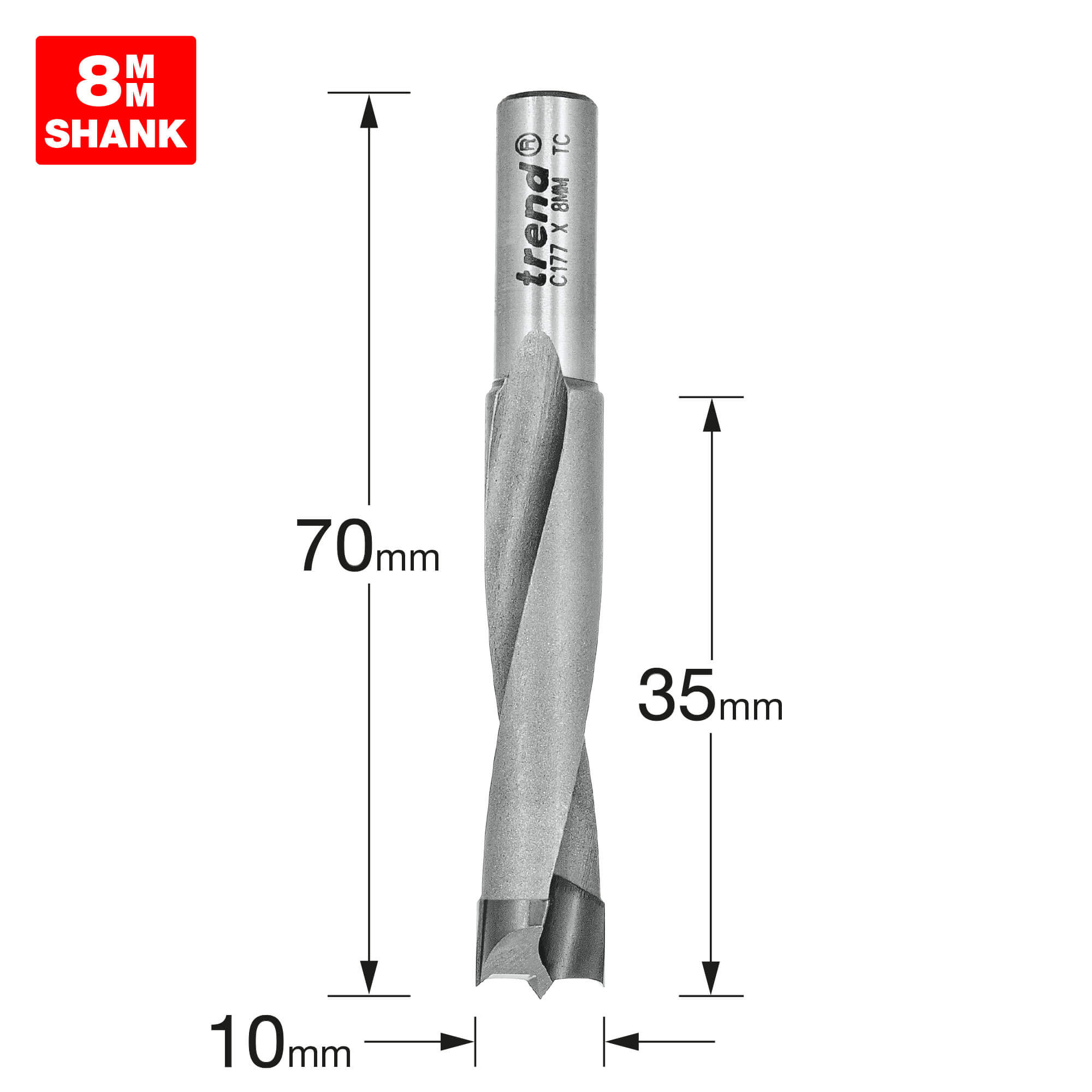 Image of Trend CRAFTPRO Router Dowel Drill 10mm 35mm 8mm