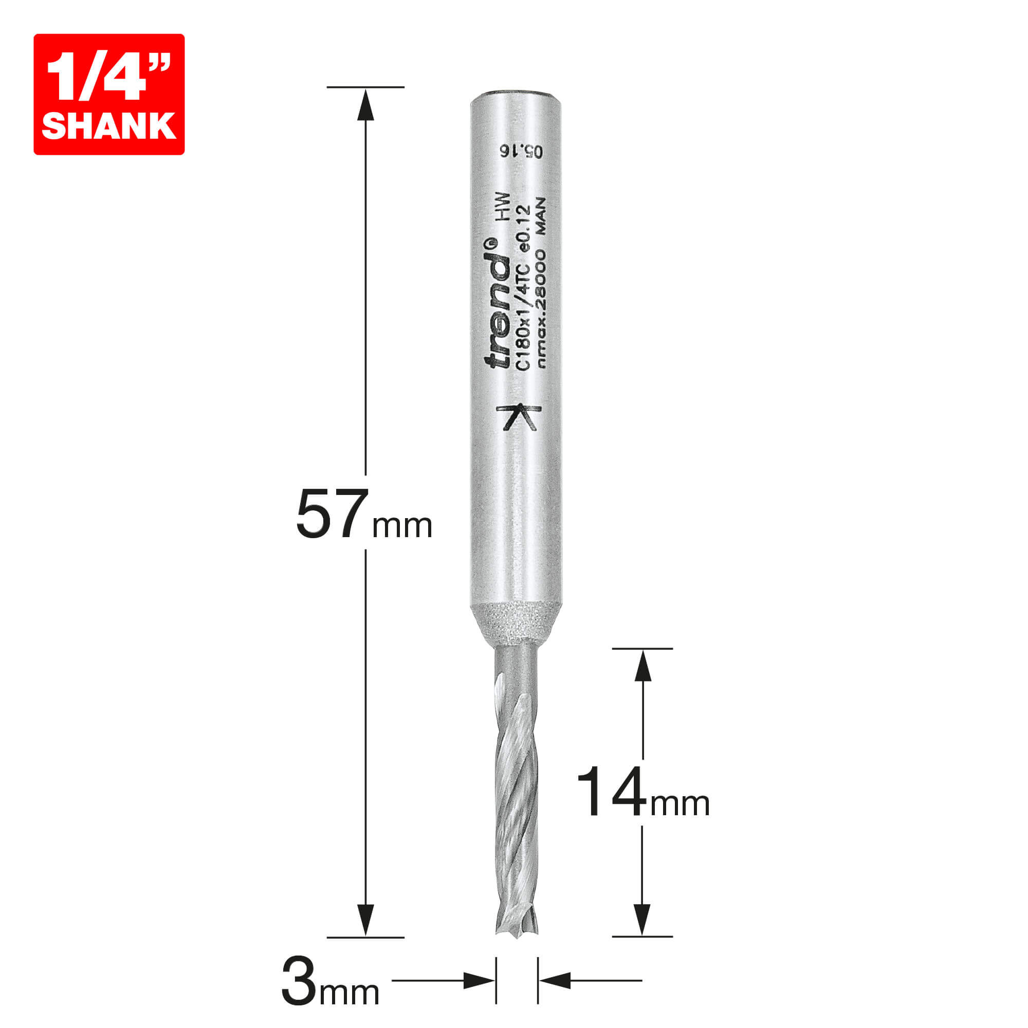 Image of Trend CRAFTPRO Router Dowel Drill 3mm 14mm 1/4"