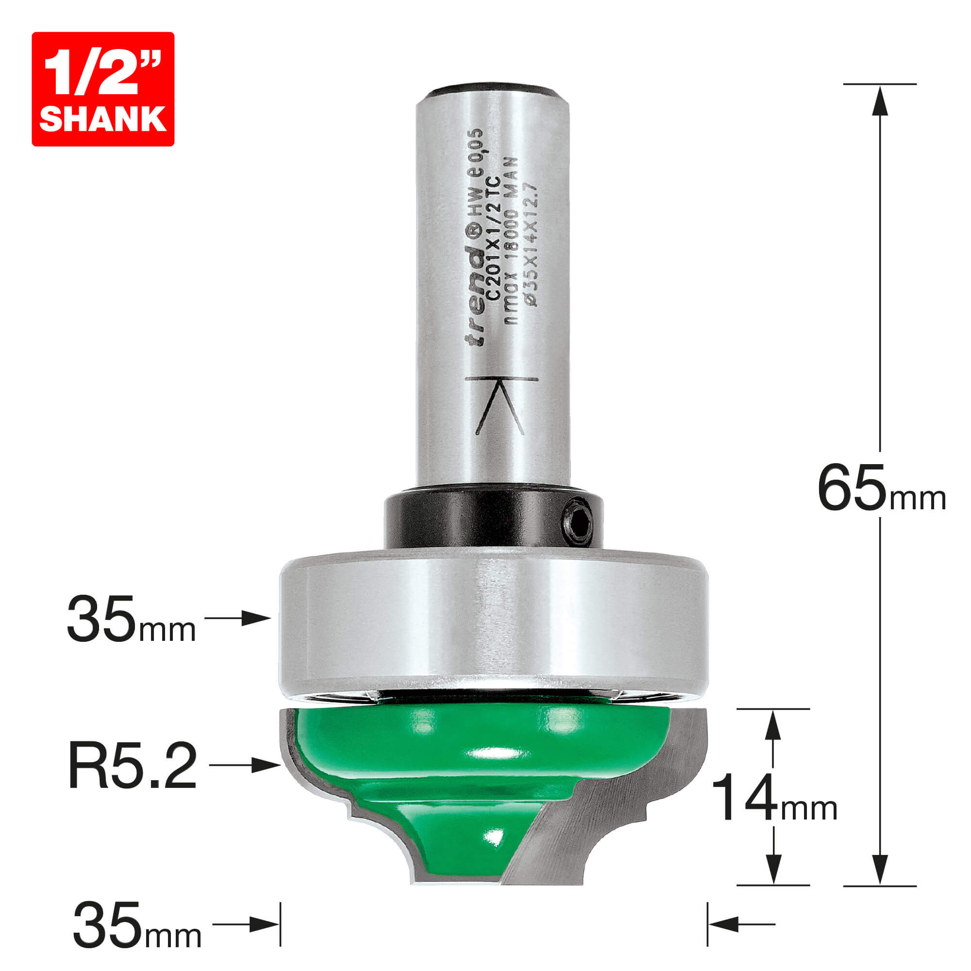 Image of Trend CRAFTPRO Bearing Guided Classic Broken Ogee Router Cutter 35mm 14mm 1/2"