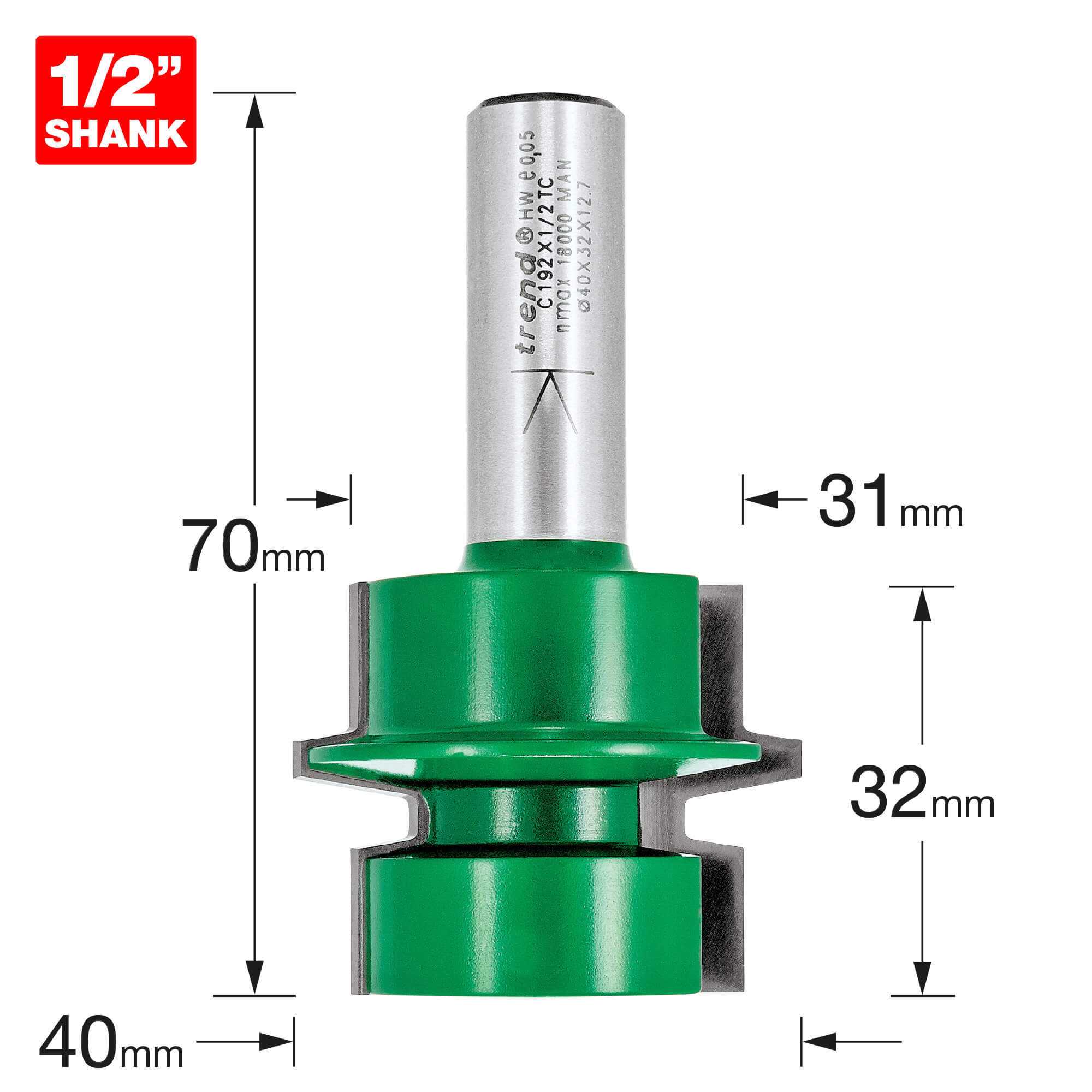 Image of Trend CRAFTPRO Offset Tongue and Groove Router Cutter 40mm 32mm 1/2"