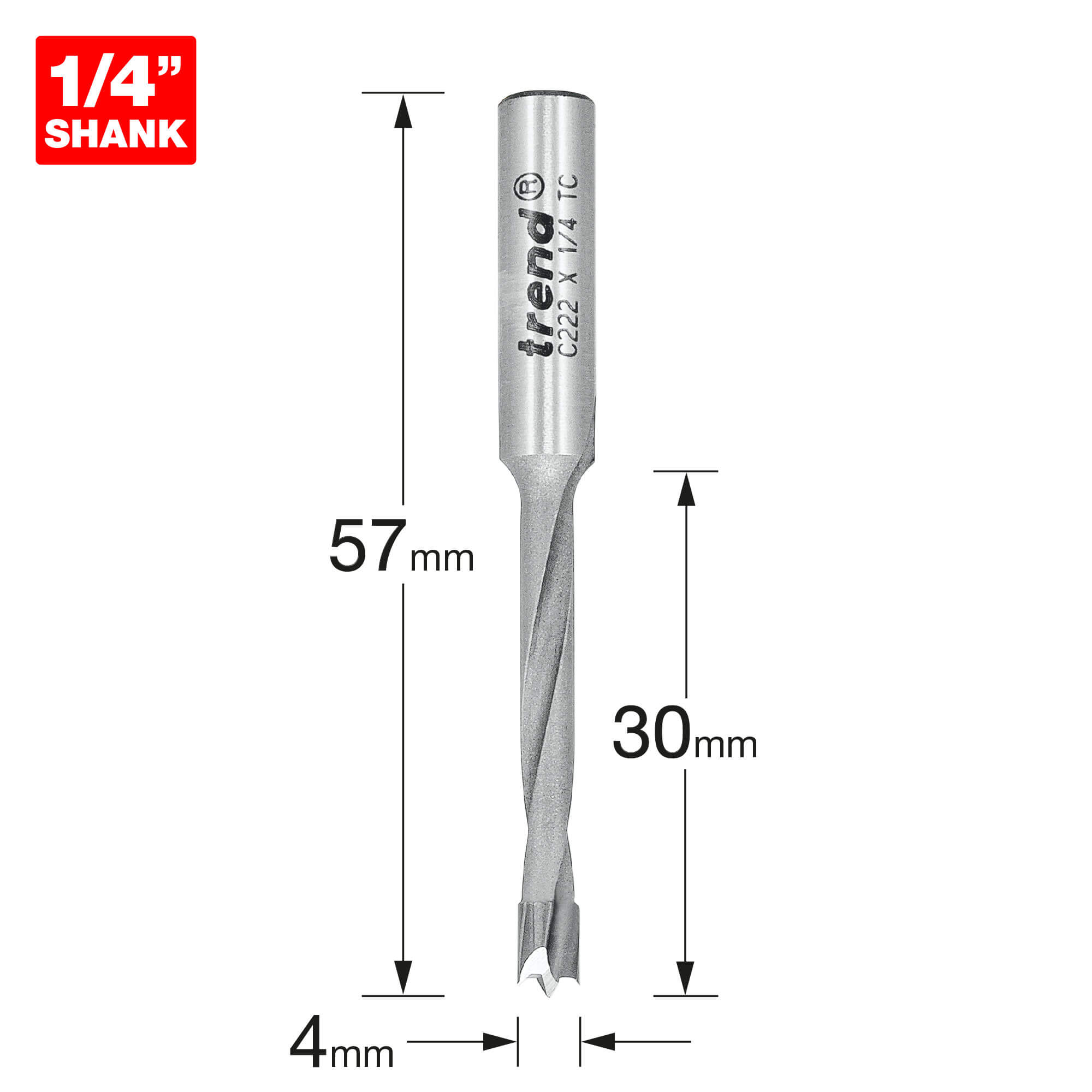 Image of Trend CRAFTPRO Router Dowel Drill 4mm 35mm 1/4"