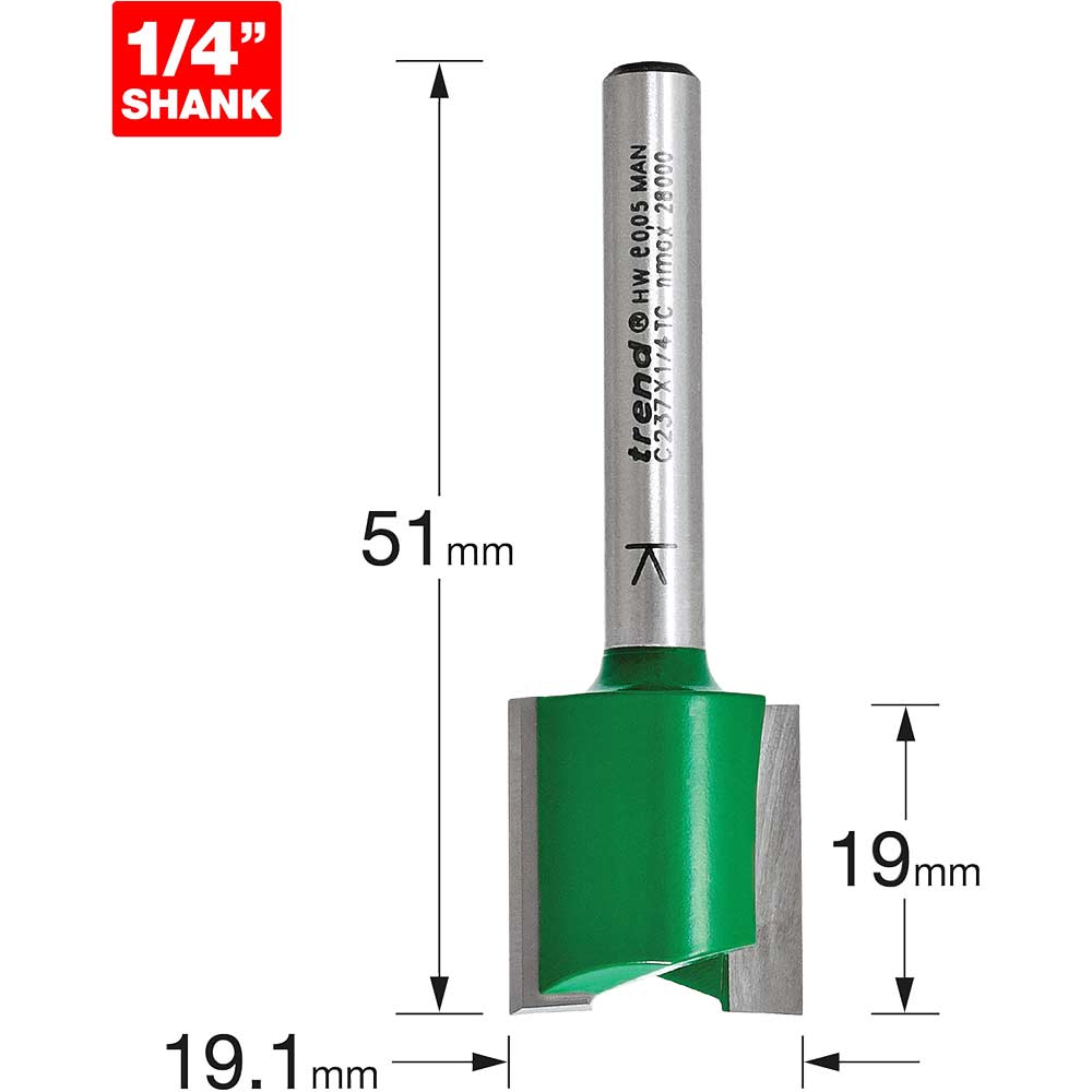 Image of Trend CRAFTPRO Hinge Recesser Router Cutter 19.1mm 19mm 1/4"