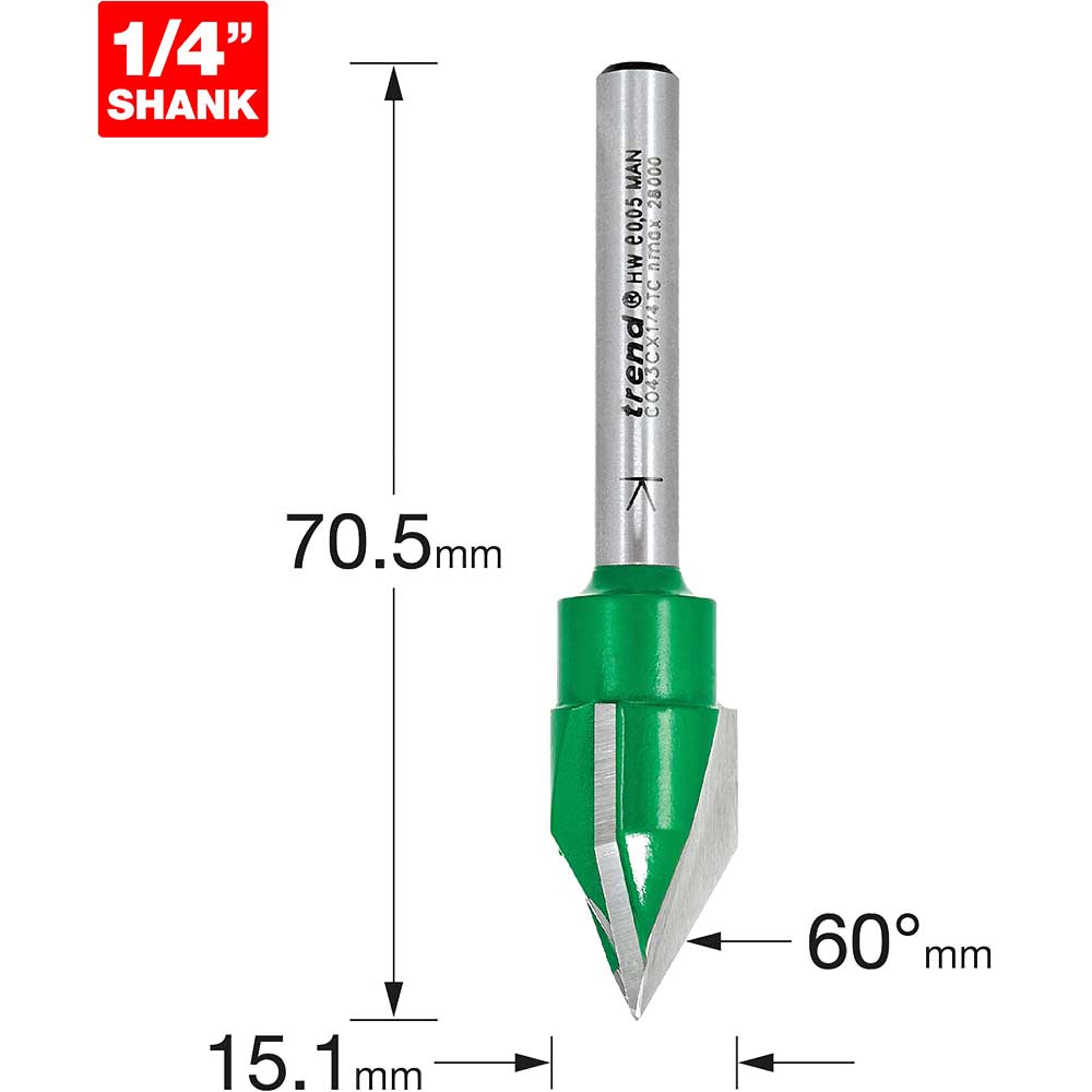 Image of Trend CRAFTPRO Triple Flute Engraver Router Cutter 14.5mm 13mm 1/4"