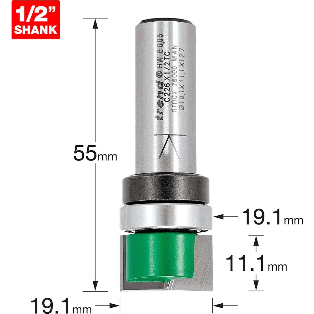 Image of Trend CRAFTPRO Bearing Guided Housing Router Cutter 19.1mm 11.1mm 1/2"