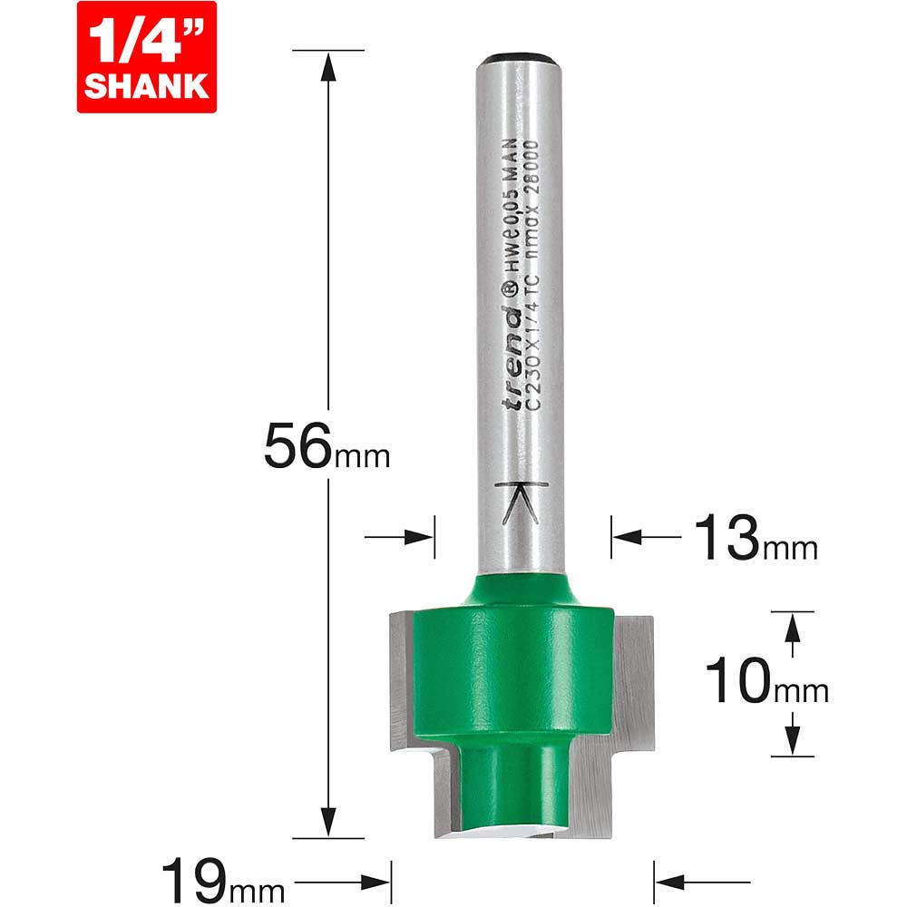 Image of Trend CRAFTPRO Stepped Rebate Router Cutter 13mm 10mm 1/4"