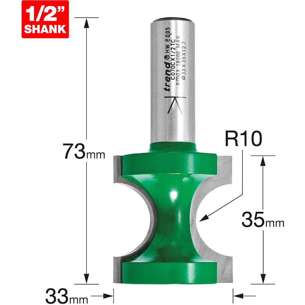 Image of Trend CRAFTPRO Staff Bead Router Cutter 10mm 35mm 1/2"