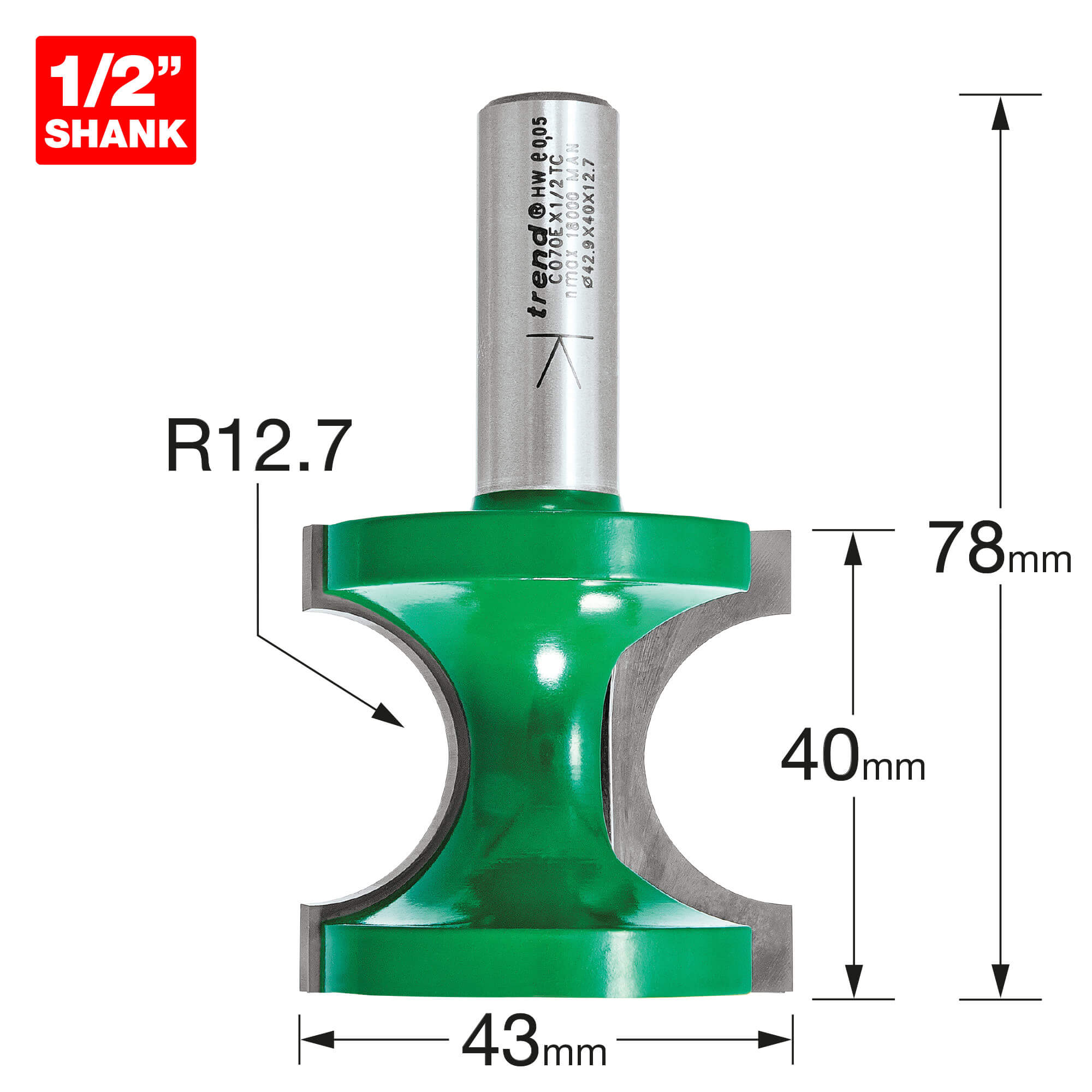 Image of Trend CRAFTPRO Staff Bead Router Cutter 12.7mm 40mm 1/2"