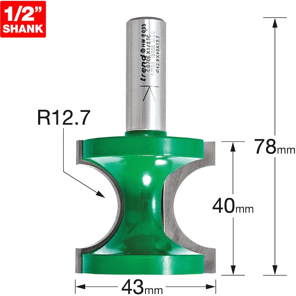 Image of Trend CRAFTPRO Staff Bead Router Cutter 12.7mm 40mm 1/2"