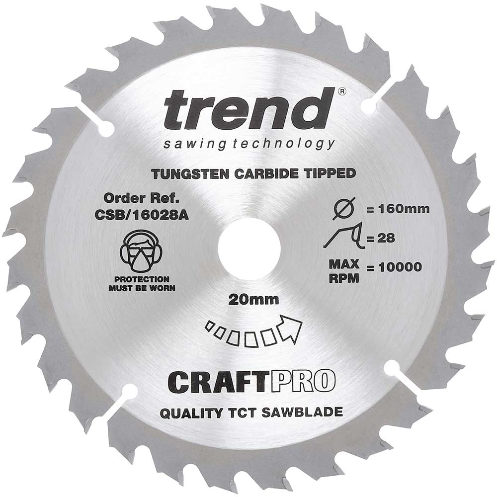 Trend CRAFTPRO Wood Cutting Saw Blade 160mm 28T 20mm