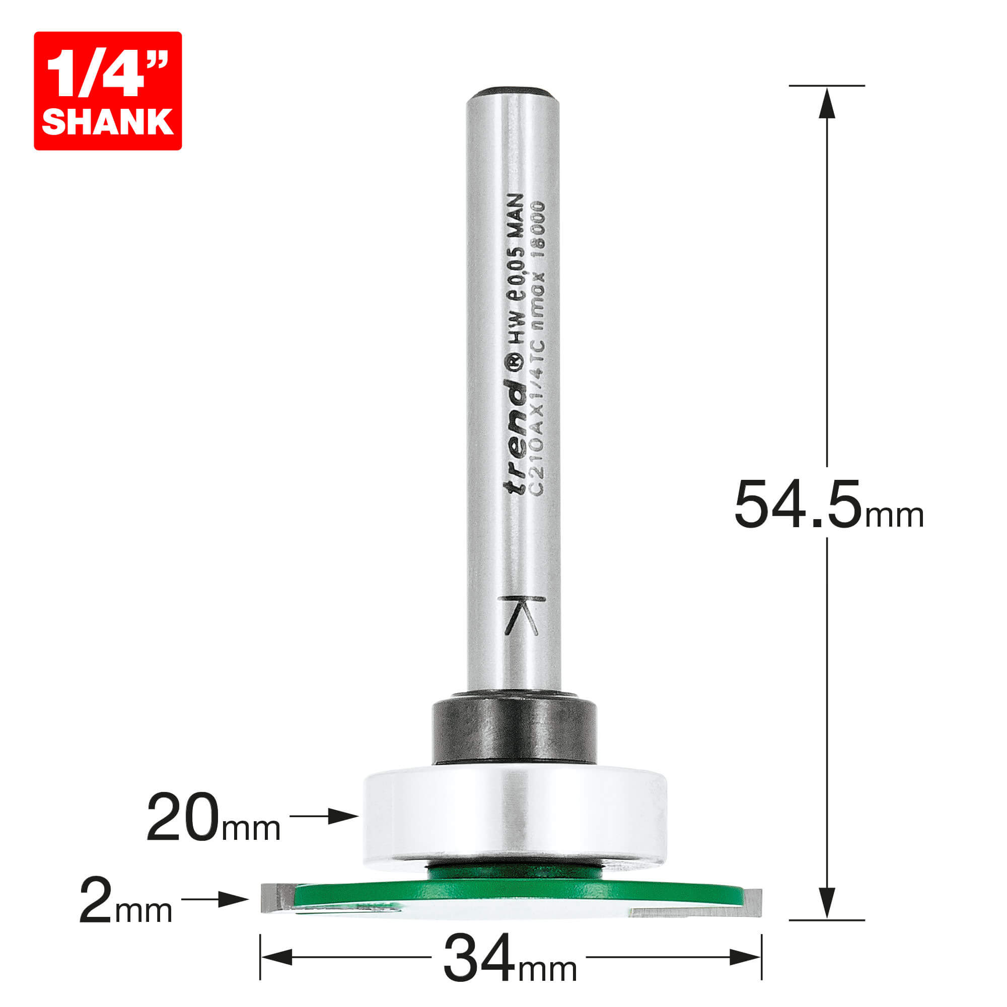 Image of Trend CRAFTPRO Weatherseal Groover Router Cutter 34mm 2mm 1/4"