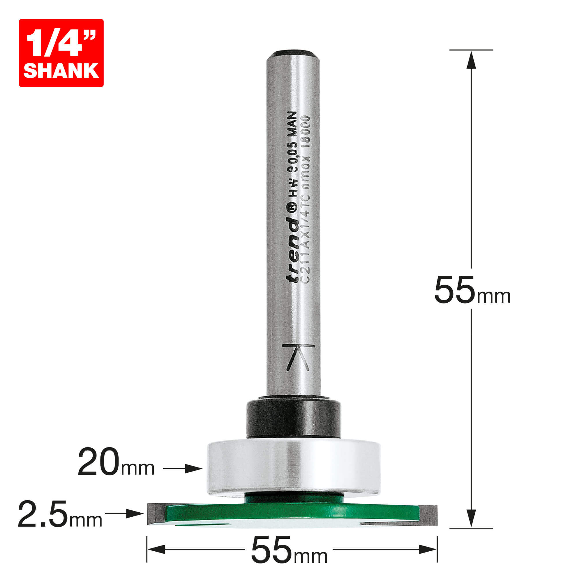 Image of Trend CRAFTPRO Weatherseal Groover Router Cutter 34mm 2.5mm 1/4"