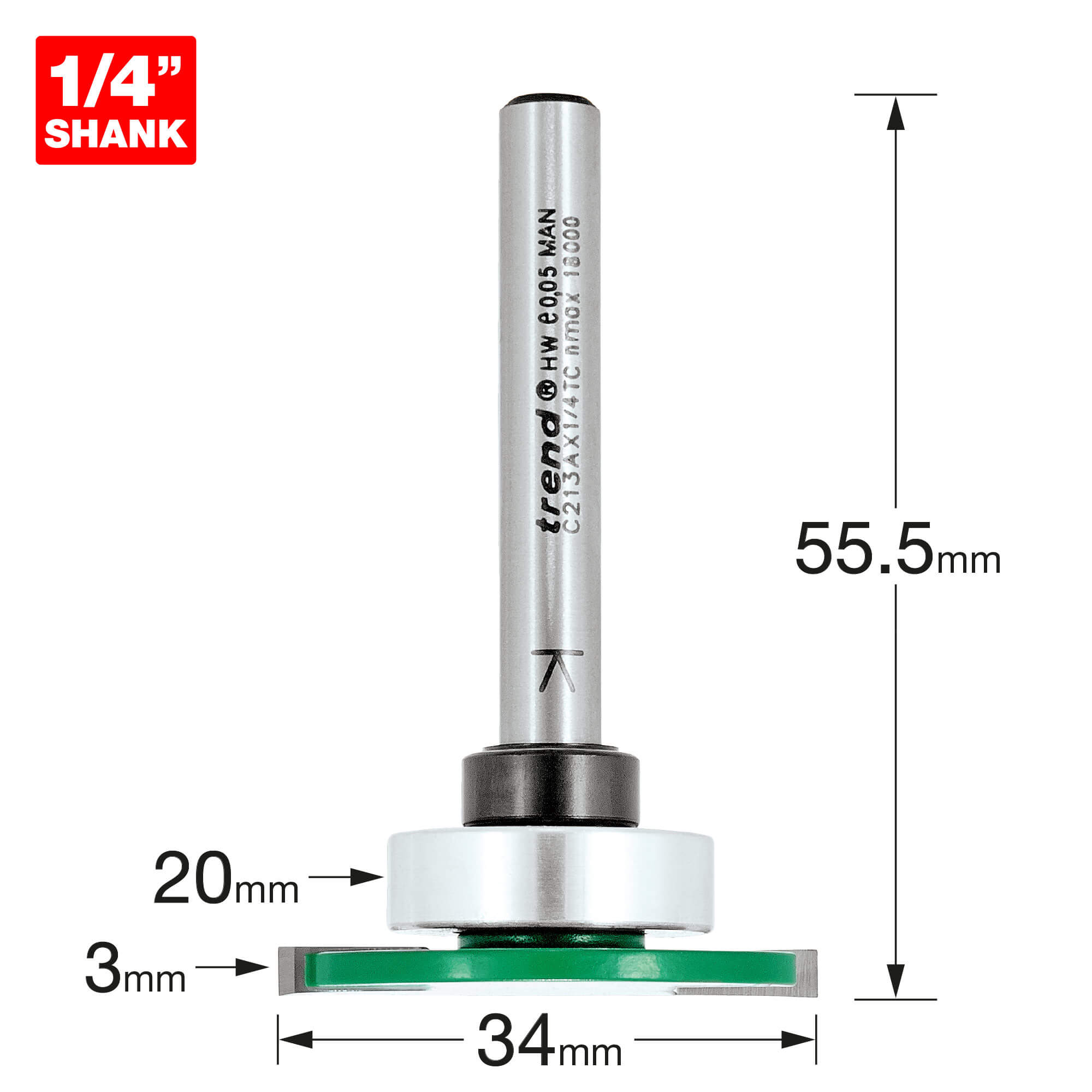 Image of Trend CRAFTPRO Weatherseal Groover Router Cutter 34mm 3mm 1/4"