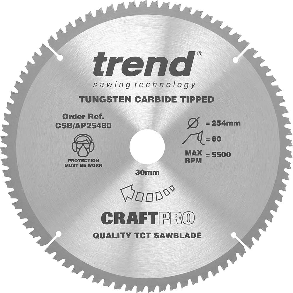 Trend CRAFTPRO Aluminium and Plastic Cutting Saw Blade 254mm 80T 30mm