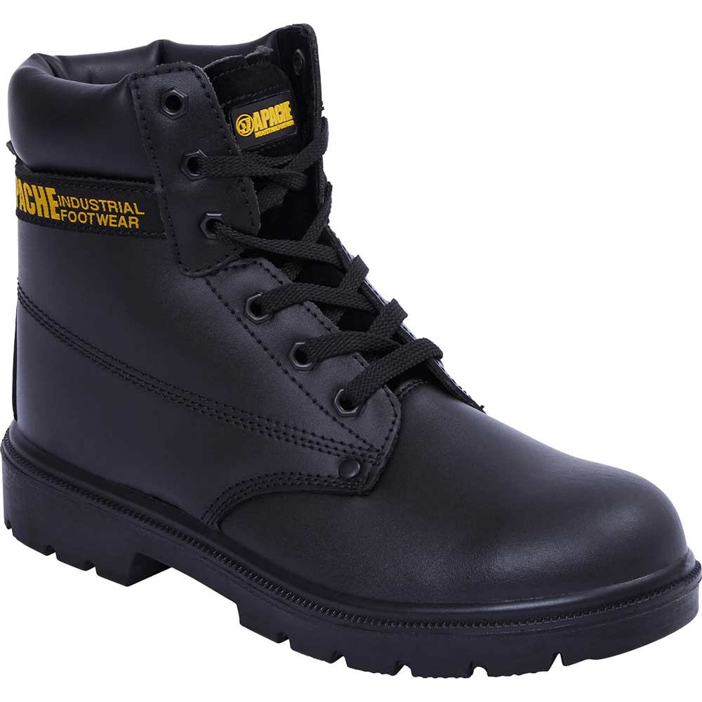 Apache AP300 6 Eye Safety Boots Black Size 8